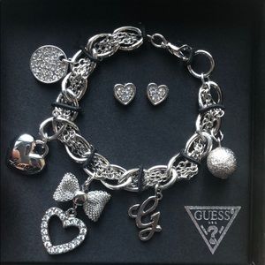 Guess charm bracelet & earrings set NIB